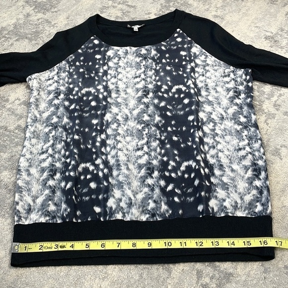 Joie Melena Snow Leopard Silk Wool Cashmere Blend Sweater Lightweight Soft XS - Picture 6 of 10